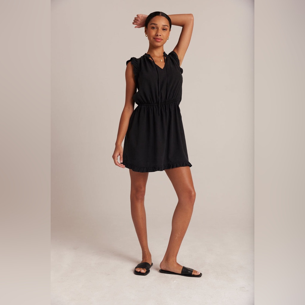 Bella Dahl Ruffle Sleeve Mini Dress - Vintage Black Size Medium